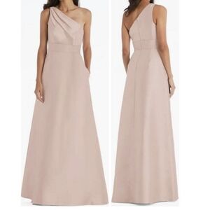 *NEW* Alfred Sung Satin Twill One Shoulder Formal Gown with pockets